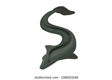 Eel Electric Fish Vector Illustration isolated on white Background