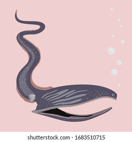 eel fish on a pink background. Cartoon flat vector illustration