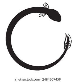 Eel icon drawn with ink and brush.