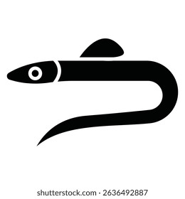 eel icon Flat outline fill black and white