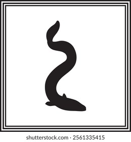 Eel icon isolated vector, silhouette of ocean animal.