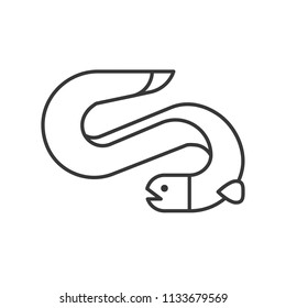 Eel icon, set of ocean life, line design vector