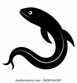 eel icon silhouette vector on white background