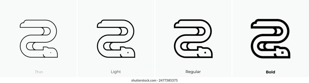 Aal-Symbol. Dünnes, leichtes Regular- und Bold-Design isoliert auf weißem Hintergrund