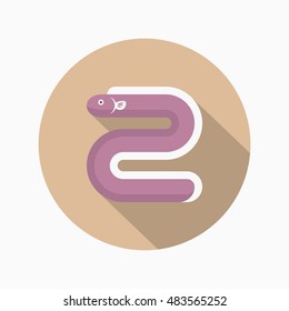 Eel icon, Vector flat long shadow design. EPS10