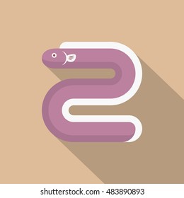 Eel icon, Vector flat long shadow design. EPS10