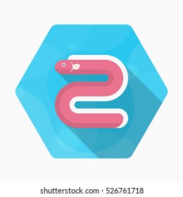 Eel icon, Vector flat long shadow design. EPS10