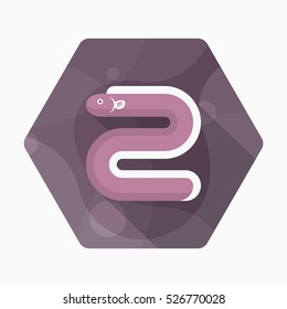 Eel icon, Vector flat long shadow design. EPS10