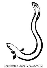 Eel Illustration in Brush Style (Facing Up)
