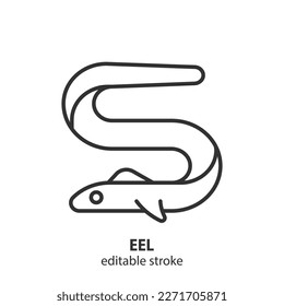 Eel line icon. Seafood vector outline symbol. Editable stroke.