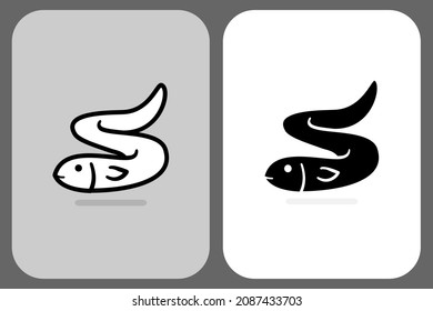 eel line and silhouette icon. Animal in vector illustration, of an eel logo.