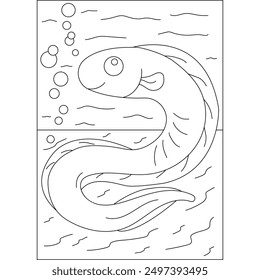 eel sea animal coloring book page for kids or grown adults creative coloring mindful relaxation activity