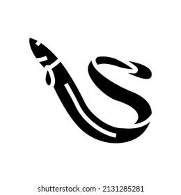 eel seafood glyph icon vector. eel seafood sign. isolated contour symbol black illustration