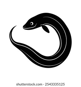 eel silhouette vector illustration on white background 