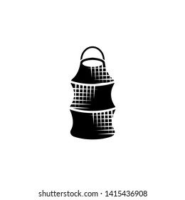 Eel Trap Fishing Nets. Flat Vector Icon illustration. Simple black symbol on white background. Eel Trap Fishing Nets sign design template for web and mobile UI element