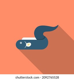 Eel vector icon symbol, flat design, long shadow