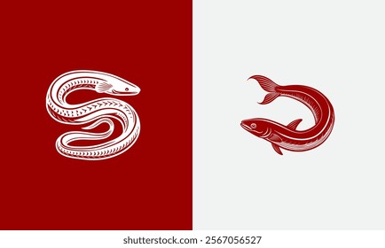 Eel vector on white background