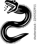 Eels or  European conger concept, ray-finned fish vector icon design, Sea Food symbol, Underwater Animals sign, aquatic Common species stock illustration 