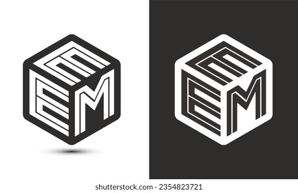 EEM letter logo design with illustrator cube logo, vector logo modern alphabet font overlap style. Premium Business logo icon. White color on black background