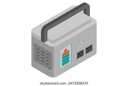 Eemergency kit of Emergency battery, simple isometric illustration, Vector Illustration