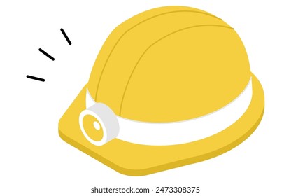 Kit de emergencia de casco con faro, ilustración isométrica simple, Ilustración vectorial