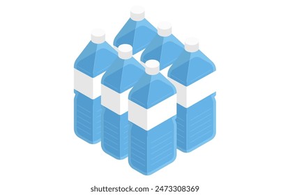 Eemergency kit of mineral water, simple isometric illustration, Vector Illustration