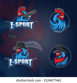 e-eport logo template with animal / human mascot as element of the designs