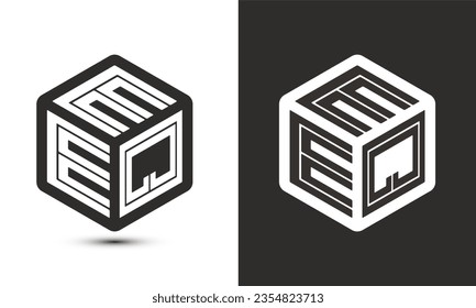 EEQ letter logo design with illustrator cube logo, vector logo modern alphabet font overlap style. Premium Business logo icon. White color on black background