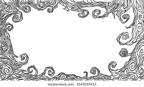 Eerie Dead Tree Linha Desenho Quadro Plano de Fundo Ilustração
