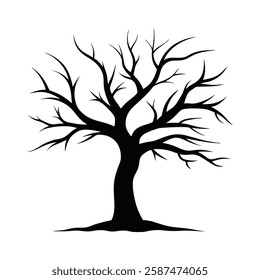 Eerie Dead Tree Silhouette Vector Perfect for Nature Icons, Symbols, and Illustrations.