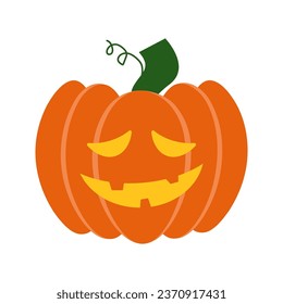 Eerie Halloween Pumpkin Emoticon Flat Vector