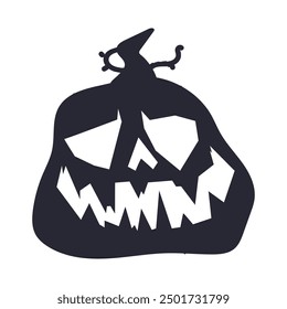 Eerie Halloween pumpkin face vector cartoon illustration isolated on a white background.