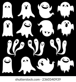 Eerie Halloween Spectral Set : Discover our spooky Halloween collection with ghosts, monsters, and eerie elements. Ideal for creating party invites and eerie decorations with a cute and creepy vibe.