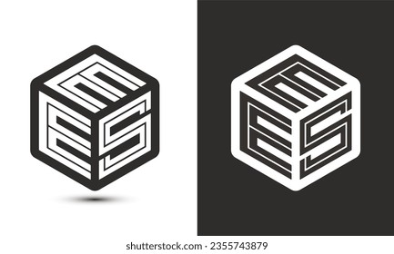 EES letter logo design with illustrator cube logo, vector logo modern alphabet font overlap style. Premium Business logo icon. White color on black background