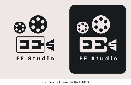EES Logo letter pictorial mark. analog camera studio logo