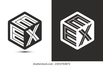 EEX letter logo design with illustrator cube logo, vector logo modern alphabet font overlap style. Premium Business logo icon. White color on black background