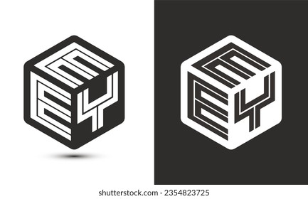 EEY letter logo design with illustrator cube logo, vector logo modern alphabet font overlap style. Premium Business logo icon. White color on black background