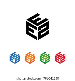 EEZ Logo Initial Template.Modern Style. Hexagon shape.Black,Blue,Orange,Green,Red color on white background