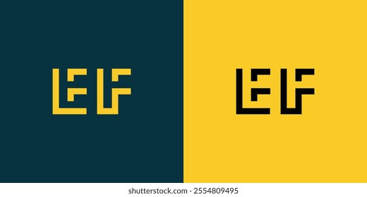 EF abstract minimalist letters Logo Monogram. It is a minimalist logo, this logo is made by combining two letters