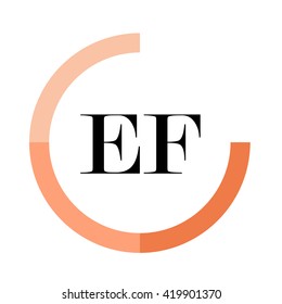 EF black letters , modern type of font , tree orange colors , simply alphabet like design identity
