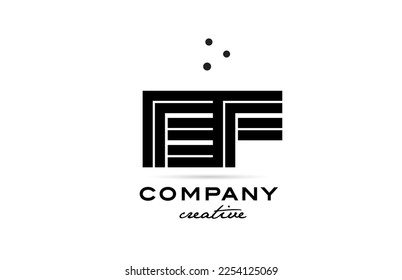 EF black and white combination alphabet bold letter logo with dots. Joined creative template design for business and company