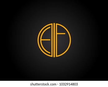 EF Circle Shape golden yellow Letter logo Design

