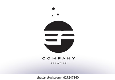 EF E F alphabet company letter logo design vector icon template simple black white circle dot dots creative abstract