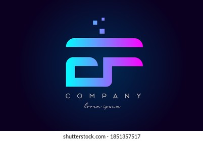 EF E F alphabet letter logo icon combination. Creative design for company and business in pink blue colours