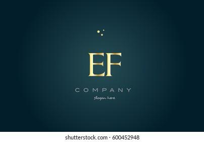 ef e f  gold golden luxury product metal metallic alphabet company letter logo design vector icon template green background