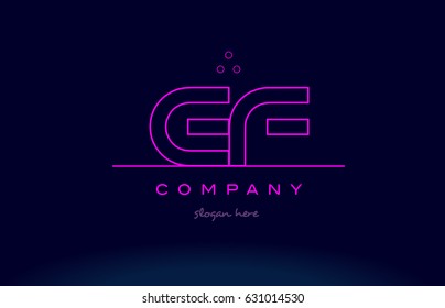 ef e f letter alphabet text pink purple dots contour line creative company logo vector icon design template