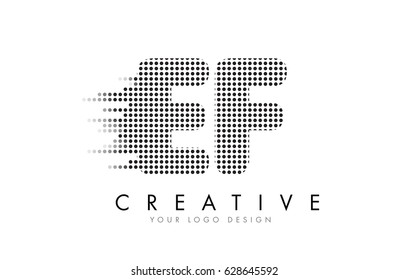 EF E F Letter Logo Design with Black Dots and Bubble Trails.