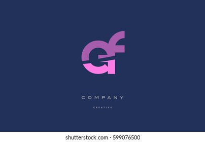 ef e f  pink blue pastel modern abstract alphabet company logo design vector icon template 