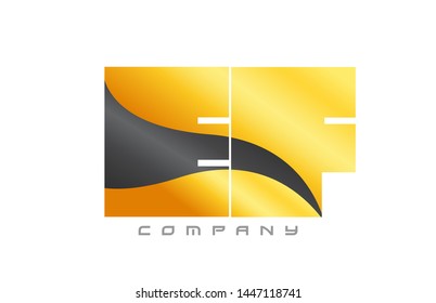 EF E F yellow black alphabet combination letter logo design suitable for a company or business