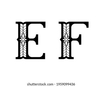 EF Elegant capital letters for use as initial monogram or logo emblems.
